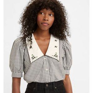 Levi's Women's Button Up Shirt XL Royce Renee Plaid Balloon Sleeve